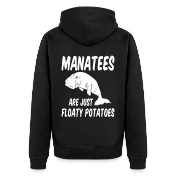 Lustige Seekühe sind einfach schwimmende Kartoffel - Unisex Premium Bio Zip Hoodie - Schwarz - Hinten - Nico (187cm)