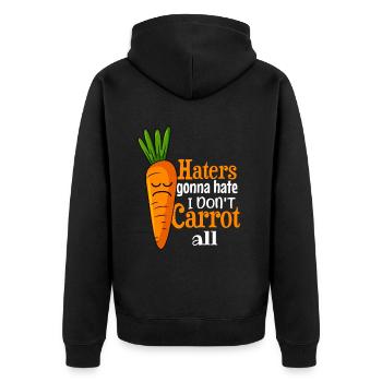 Witziges Sprüche Illustrations Design - Unisex Premium Bio Zip Hoodie - Schwarz - Hinten - Nico (187cm)