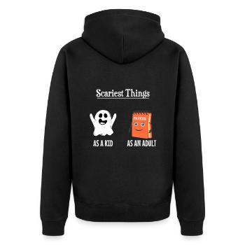 Funny Sayings Illustration Design - Unisex Premium Organic Zip Hoodie - black - Back - Nico (187cm)