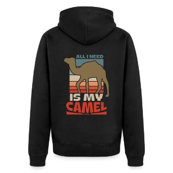 All I Need Is My Camel - Unisex Premium Bio Zip Hoodie - Schwarz - Hinten - Nico (187cm)