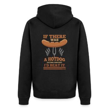 Hotdog Eating Eating Funny Saying - Unisex Premium Organic Zip Hoodie - black - Back - Nico (187cm)