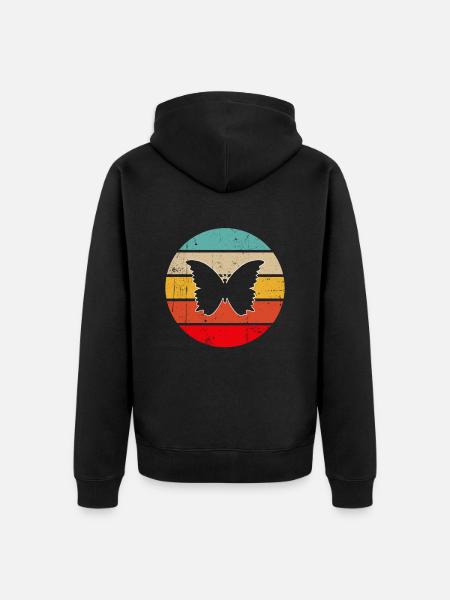 Papillon Rétro - Veste à capuche bio Premium Unisexe - noir
