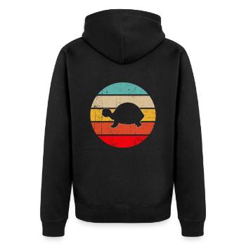 Turtle Retro - Unisex Premium Organic Zip Hoodie - black - Back - Nico (187cm)