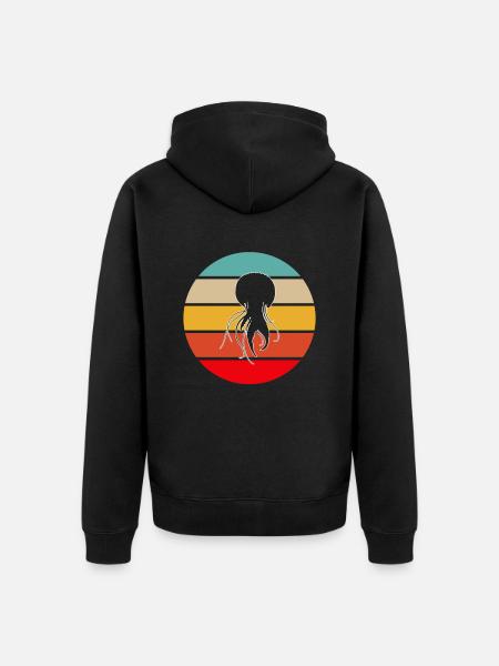 Jellyfish Retro - Unisex Premium Organic Zip Hoodie - black