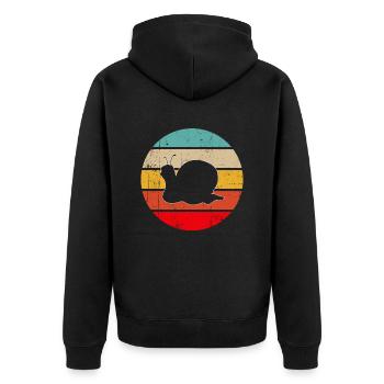 Snail Retro - Unisex Premium Organic Zip Hoodie - black - Back - Nico (187cm)