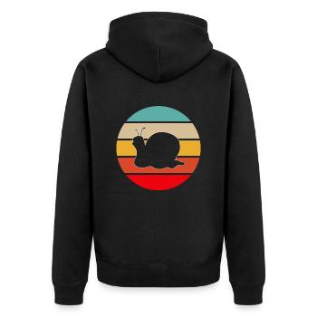 Snail Retro - Unisex Premium Organic Zip Hoodie - black - Back - Nico (187cm)