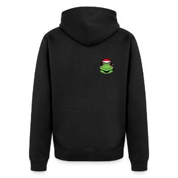 Frosch verpixelte Weihnachten - Lustige - Unisex Premium Bio Zip Hoodie - Schwarz - Hinten - Nico (187cm)