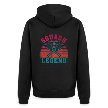 Cool Retro Crossing Rackets Squash Legend - Unisex Premium Organic Zip Hoodie - black - Back - Nico (187cm)