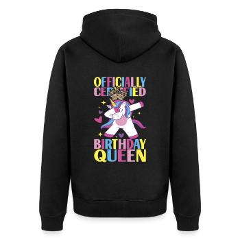 Anniversaire de la licorne - Veste à capuche bio Premium Unisexe - noir - Dos - Nico (187cm)