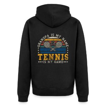 Tennis Grandpa Retro Sunset Joueur de tennis - Veste à capuche bio Premium Unisexe - noir - Dos - Nico (187cm)