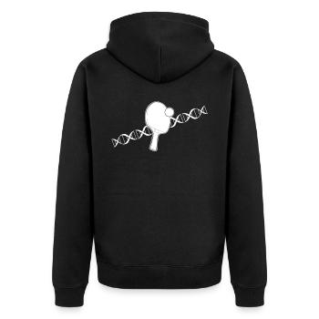 Tischtennisbälle Tischtennisschläger - Unisex Premium Bio Zip Hoodie - Schwarz - Hinten - Nico (187cm)