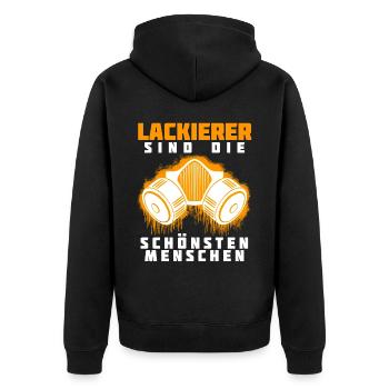 Autolackierer Spruch Lackierer - Unisex Premium Bio Zip Hoodie - Schwarz - Hinten - Nico (187cm)