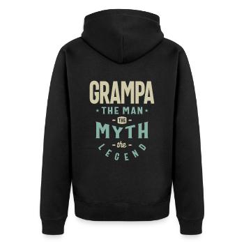 Grampa The Man The Myth The Legend - Dad Grandpa - Unisex Premium Organic Zip Hoodie - black - Back - Nico (187cm)