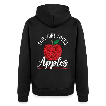 This Girl Loves Apples Apple Fruit Lover Apple - Unisex Premium Organic Zip Hoodie - black - Back - Nico (187cm)