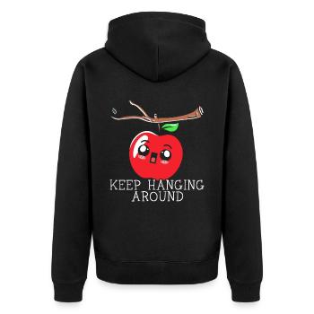 Keep Hanging Around Apple Fruit Lover Apple - Unisex Premium Organic Zip Hoodie - black - Back - Nico (187cm)