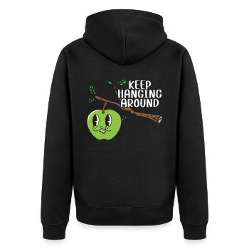 Keep Hanging Around Apple Fruit Lover Apple - Unisex Premium Organic Zip Hoodie - black - Back - Nico (187cm)