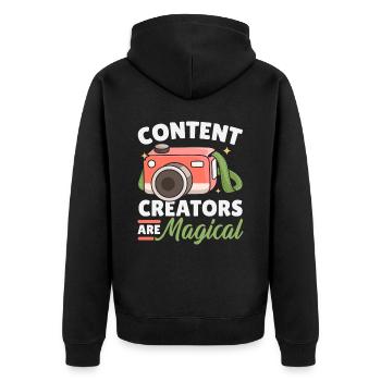 Inhaltsersteller sind magische Social-Media-Vlogger - Unisex Premium Bio Zip Hoodie - Schwarz - Hinten - Nico (187cm)
