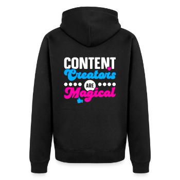 Inhaltsersteller sind magische Social-Media-Vlogger - Unisex Premium Bio Zip Hoodie - Schwarz - Hinten - Nico (187cm)