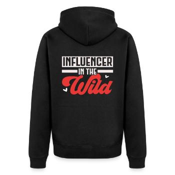 Influencer In The Wild Content Creator Vlogger - Unisex Premium Bio Zip Hoodie - Schwarz - Hinten - Nico (187cm)
