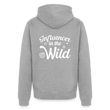 Influencer In The Wild Content Creator Vlogger - Unisex Premium Bio Zip Hoodie - Grau meliert - Hinten - Nico (187cm)