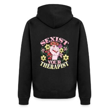Feminismus Emanzipation Feministin - Unisex Premium Bio Zip Hoodie - Schwarz - Hinten - Nico (187cm)