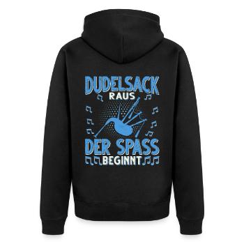 Dudelsack Musikverein Sackpfeifer Musiker - Unisex Premium Bio Zip Hoodie - Schwarz - Hinten - Nico (187cm)