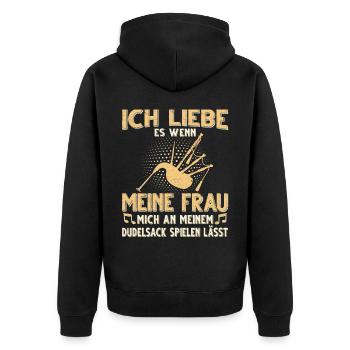 Dudelsack Musikverein Sackpfeifer Musiker - Unisex Premium Bio Zip Hoodie - Schwarz - Hinten - Nico (187cm)