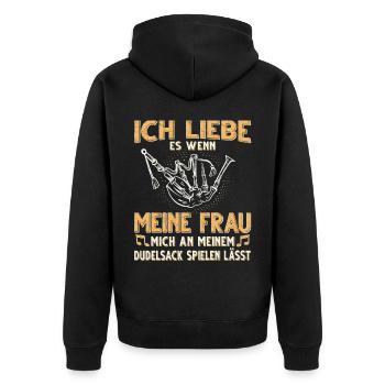 Dudelsack Musikverein Sackpfeifer Musiker - Unisex Premium Bio Zip Hoodie - Schwarz - Hinten - Nico (187cm)