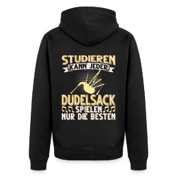 Dudelsack Musikverein Sackpfeifer Musiker - Unisex Premium Bio Zip Hoodie - Schwarz - Hinten - Nico (187cm)