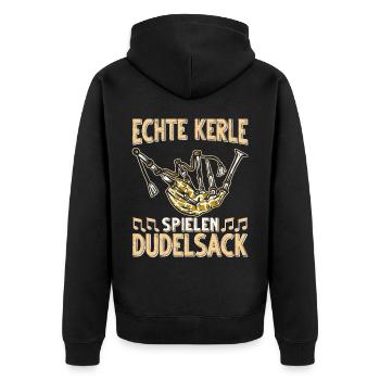 Dudelsack Musikverein Sackpfeifer Musiker - Unisex Premium Bio Zip Hoodie - Schwarz - Hinten - Nico (187cm)