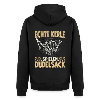 Dudelsack Musikverein Sackpfeifer Musiker - Unisex Premium Bio Zip Hoodie - Schwarz - Hinten - Nico (187cm)