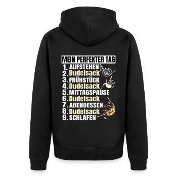 Dudelsack Musikverein Sackpfeifer Musiker - Unisex Premium Bio Zip Hoodie - Schwarz - Hinten - Nico (187cm)