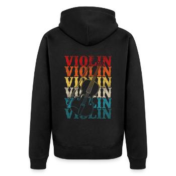 Violin Violinist Retro Vintage - Unisex Premium Bio Zip Hoodie - Schwarz - Hinten - Nico (187cm)