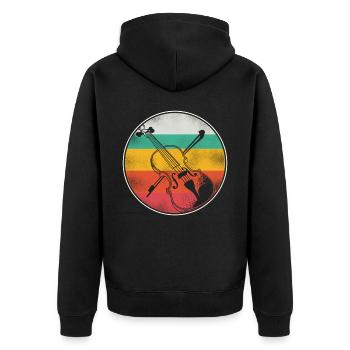 Violin Violinist Retro Vintage - Unisex Premium Organic Zip Hoodie - black - Back - Nico (187cm)