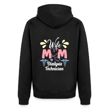Technicienne en dialyse Femme Maman Technicien en dialyse médicale - Veste à capuche bio Premium Unisexe - noir - Dos - Nico (187cm)