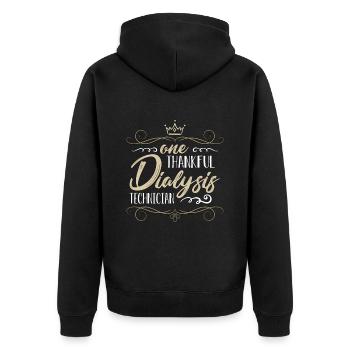 Dialysis Technician One Thankful Medical Assistant - Unisex Premium Organic Zip Hoodie - black - Back - Nico (187cm)