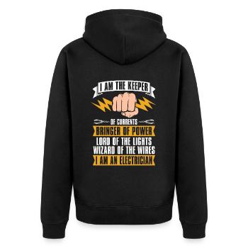 Electronics Repair I Am The Keeper Of The Inductor - Unisex Premium Bio Zip Hoodie - Schwarz - Hinten - Nico (187cm)