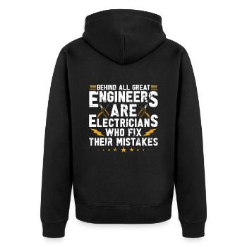Electronics Repair Behind All Great Repair Worker - Unisex Premium Bio Zip Hoodie - Schwarz - Hinten - Nico (187cm)