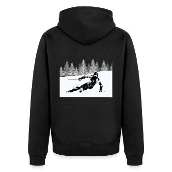 Profi-Skifahrer, Ski Snowboard Pro Skier, Ski - Unisex Premium Bio Zip Hoodie - Schwarz - Hinten - Nico (187cm)