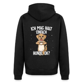 Ich mag halt einfach Hunde - Unisex Premium Bio Zip Hoodie - Schwarz - Hinten - Nico (187cm)