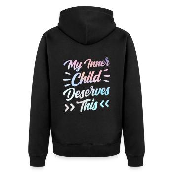 Mon enfant intérieur mérite le doux amour de soi - Veste à capuche bio Premium Unisexe - noir - Dos - Nico (187cm)