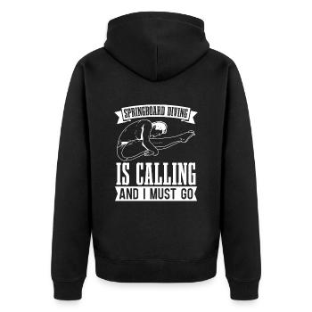 Turmspringen Turmspringer - Unisex Premium Bio Zip Hoodie - Schwarz - Hinten - Nico (187cm)