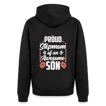 Fière belle-mère d’un grand fils - Veste à capuche bio Premium Unisexe - noir - Dos - Nico (187cm)