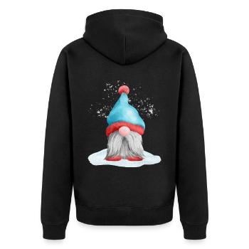 Weihnachts Gnom Zwerg Wichtel - Unisex Premium Bio Zip Hoodie - Schwarz - Hinten - Nico (187cm)