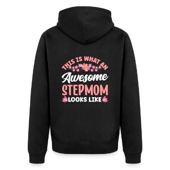 This is what a great stepmother looks like - Unisex Premium Organic Zip Hoodie - black - Back - Nico (187cm)