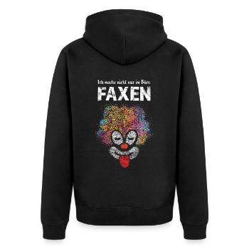 Karneval Fasching Konfetti Clown Büro Kostümersatz - Unisex Premium Bio Zip Hoodie - Schwarz - Hinten - Nico (187cm)