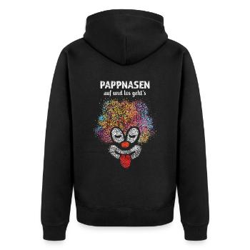 Kostümersatz Clown Pappnase Karneval Fasching - Unisex Premium Bio Zip Hoodie - Schwarz - Hinten - Nico (187cm)