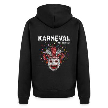 Karneval Fasching Konfetti Narren Kostümersatz - Unisex Premium Bio Zip Hoodie - Schwarz - Hinten - Nico (187cm)