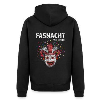 Fasnacht Karneval Konfetti Narren Kostümersatz - Unisex Premium Bio Zip Hoodie - Schwarz - Hinten - Nico (187cm)