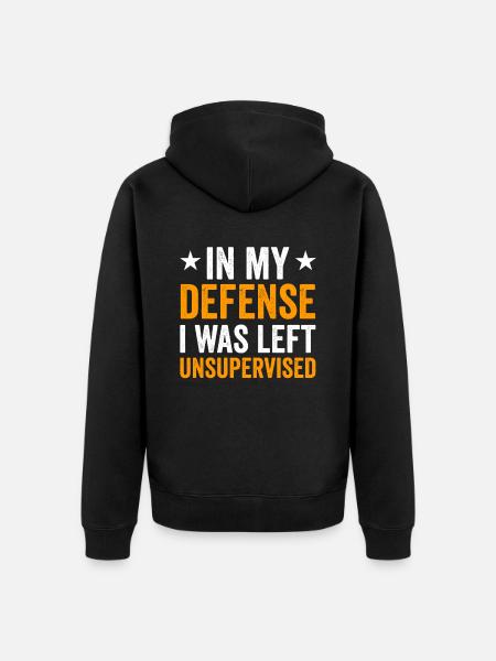Left unattended in my defense - Unisex Premium Organic Zip Hoodie - black